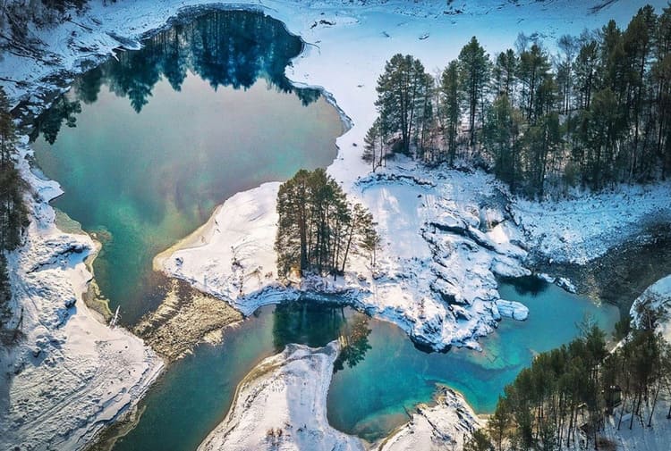 Алтай, Голубые озера, зима
